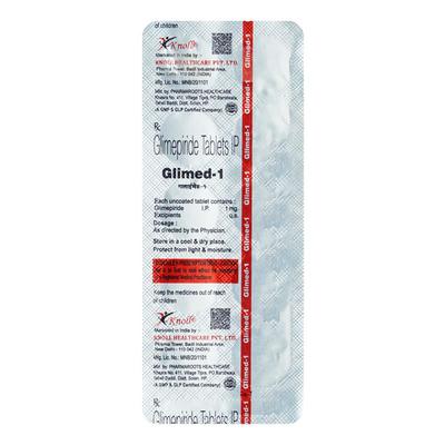 GLIMED 1mg Tablet 10's - Diabetes-Ant