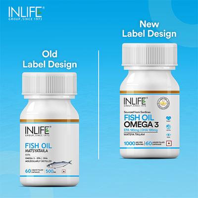 INLIFE Omega 3 Fish Oil 1000 mg Capsules 60's - Omega Fish Oil Fatty Acids