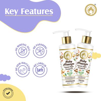 Mom & World Baby Massage Organic Virgin Coconut Oil 200 ml - Baby Skin Care