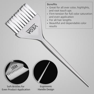 Vega Professional Tinting Brush for Balayage, All Over Color, Highlights and Root Touch Ups -Medium (VPHTB-02) 1's - Hair Brushes