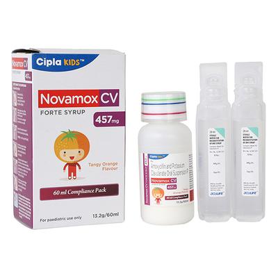 NOVAMOX CV FORTE TANGY ORANGE FLAVOUR 457mg Syrup 60ml - Bacterial Infections-Pen