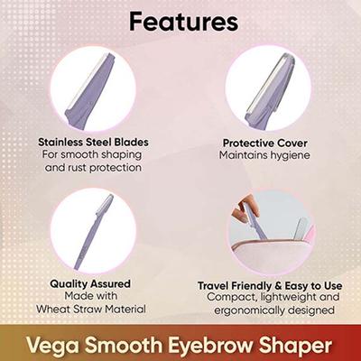 Vega Smooth Eyebrow Shaper for Women for Face, Eyebrows, Upperlips, Chin, Forehead, ESS-04 4's - Face & Eyebrow Razors