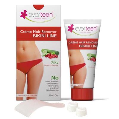 everteen SILKY Bikini Line Hair Remover Creme with Cranberry and Cucumber 50 gm - Shaving & Hair Removal