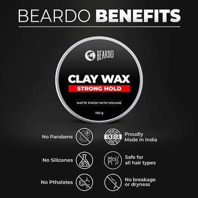 Beardo Hair Clay Wax - Strong Hold 100 gm - Hair Gels & Waxes