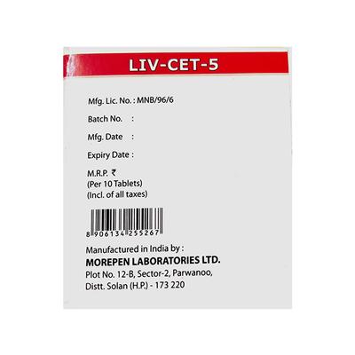LIV CET 5 Tablet 10's - Allergies-Ant