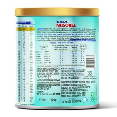 Dexolac Nusobee - Lactose Free Infant Milk Substitute Powder (Up to 24 Months) 400g (Tin) - Baby And Infant Supplements