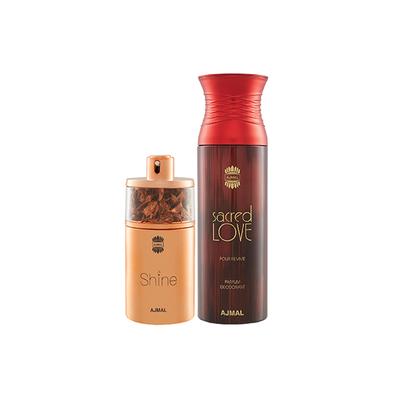 Ajmal Shine EDP Floral Powdery Perfume And Sacred Love Deodorant Floral Musky Fragrance 275 ml - Women Perfumes (Edt/Edp)