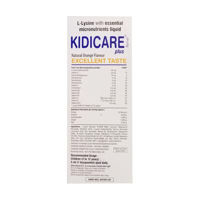 KIDICARE PLUS NATURAL ORANGE FLAVOUR Syrup 200ml - Supplements-Vam