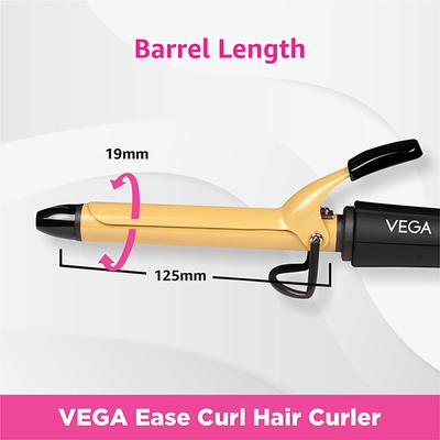 Vega Ease Curl Hair Curler 19 Mm with Ceramic Coated Barrel (VHCH-01) Black 1's - Multi-Stylers