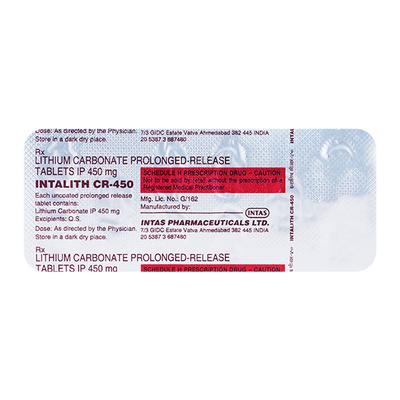Intalith CR 450mg Tablet 10'S - Depression-Ant