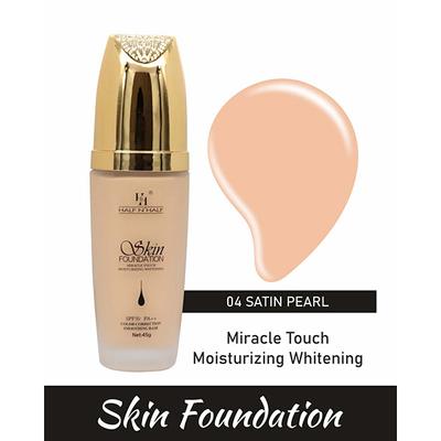 Half N Half Skin Foundation Miracle Touch Moisturizing Whitening SPF50 PA++ 04 Satin Pearl 45gm - Foundation