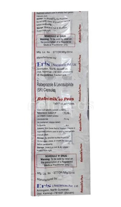 Rabonik Plus 40mg Capsule 10'S - Ulcer/Reflux/Flatulence-Aaa