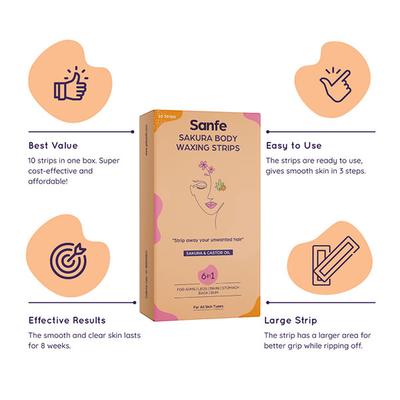 Sanfe Sakura Body Waxing Strips - Sakura & Castor Oil 10's - Hair Removal Accessories