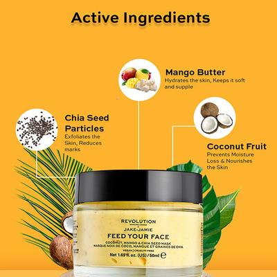 Revolution Skincare x Jake-Jamie Coconut, Mango & Chia Seed Radiant Glow Face Mask 50 ml - Masks & Peels