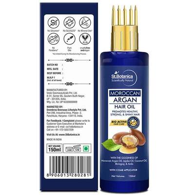 St.Botanica Hair Oil with Comb Applicator - Moroccan Argan 150ml - Hair Oils