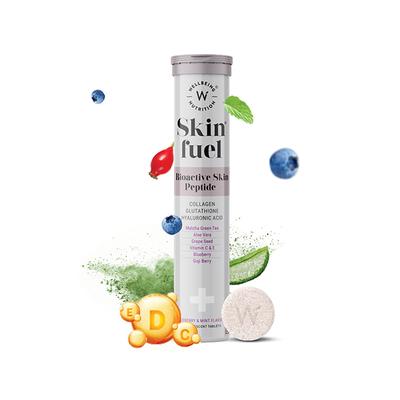 Wellbeing Nutrition Skin Fuel Japanese Collagen Peptides, L-Glutathione, Antioxidants Hyaluronic Acid, Grape Seed, Vitamin E - Hair & Skin