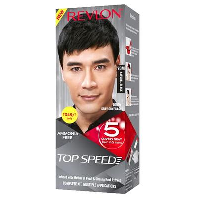 Revlon Top Speed Hair Color Man - 70M Natural Black (20gm+20gm+15ml) 3's - Crème
