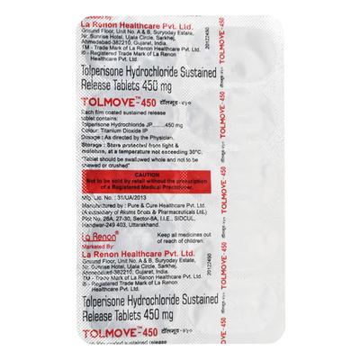 Tolmove 450mg Tablet 10'S - Muscle Cramps/Spasticity-Mus