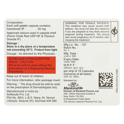 Zitblow 20mg Capsule 10'S - Acne-Acn