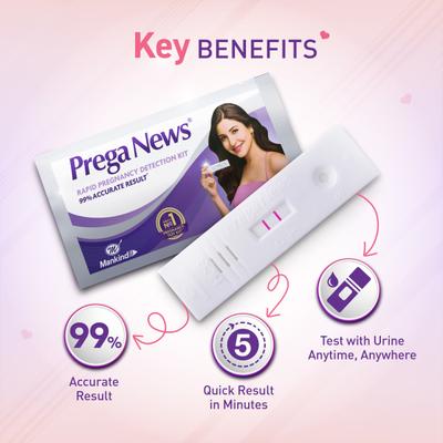Mankind Prega News Value Pack Pregnancy Test Kit (2 Gloves + 2 Urine Containers + 2 Pregnancy Test Kits) 2's - Test Strips & Lancets