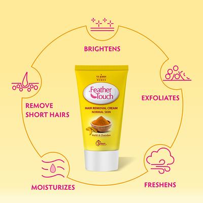 Vi-John Women Feather Touch Hair Removal Cream - Haldi Chandan - Pack of 6 x 40 gm - Lotions & Creams