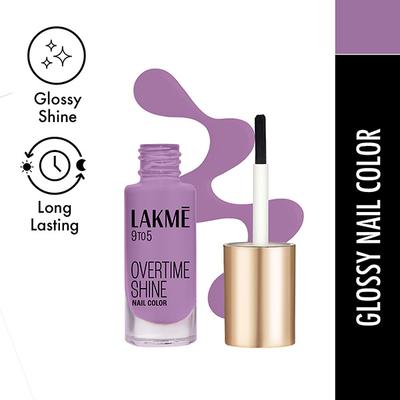 Lakme 9 To 5 Primer + Gloss Nail Color Lilac Link 6 Ml - Nail Polish