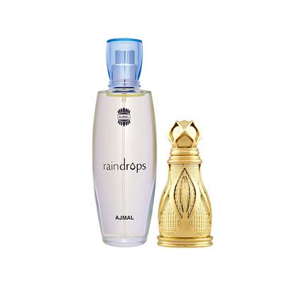 Ajmal Raindrops EDP Floral Chypre Perfume And Khofooq Concentrated Perfume Oil Woody Oudhy 68 ml - Perfumes (Edt/Edp)