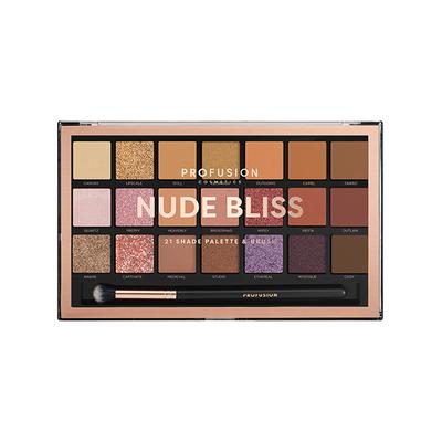 Profusion Cosmetics 21 Shade Eye Shadow Pallete & Brush Nude Bliss (33.6 g) - Eye Shadow Palettes