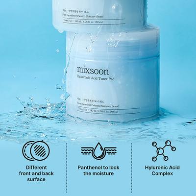 Mixsoon Hyaluronic Acid Toner Pad Hydrating & Soothing Exfoliating Pads for Dewy Skin 180 ml - Toners