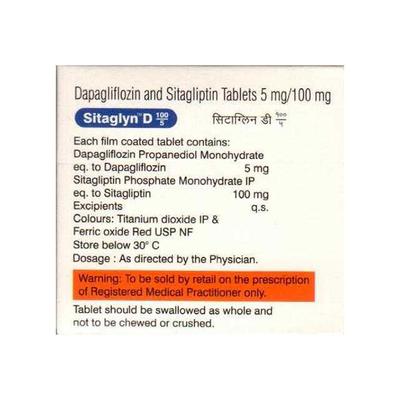 SITAGLYN D 100/5 Tablet 10's - Diabetes-Ant
