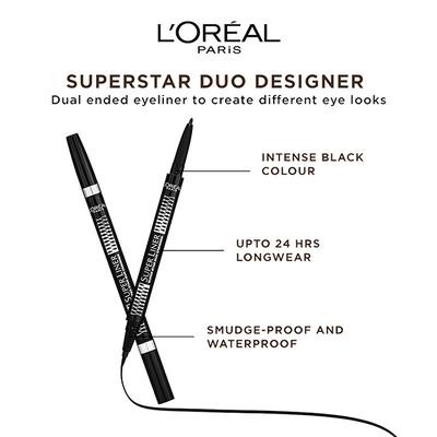 L'Oreal Paris Super Liner Superstar Duo Designer Eyeliner, Black 0.65 Gm - Eyeliners