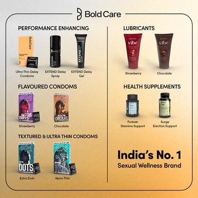 Bold Care Ultra Thin Delay Condoms with 4.5% Benzocaine (Pack Of 10) - Plain/Flavoured Condoms