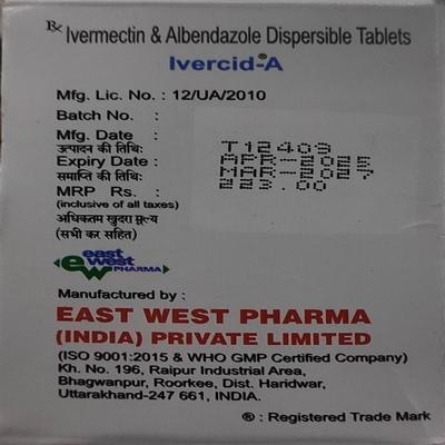 Ivercid A 400/6mg Tablet 10'S - Parasitic Worms-Ant