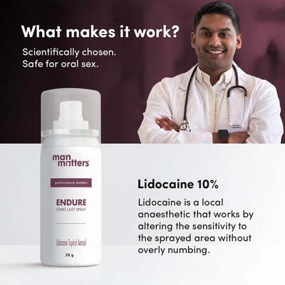 Man Matters ENDURE Lidocaine Spray Long lasting & Better Performance 20 gm - Multi-Vitamins