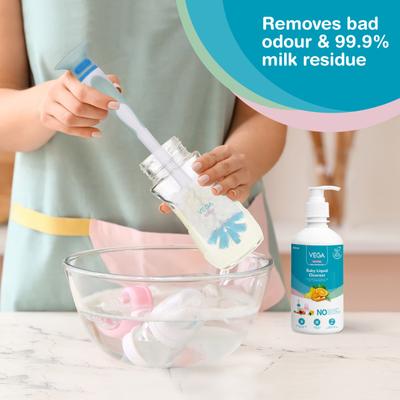 Vega Baby & Mom 2-in-1 Bottle, Nipple Brush & BPA Free 1's - Breast Feeding Tools