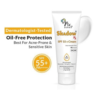 Fixderma Shadow SPF55+ Cream Lightweight SPF 55+ Protection For Oily & Acne-Prone Skin 75 gm - Body Sunscreen