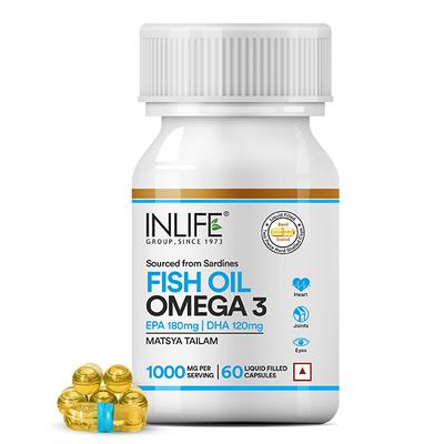 INLIFE Omega 3 Fish Oil 1000 mg Capsules 60's - Omega Fish Oil Fatty Acids