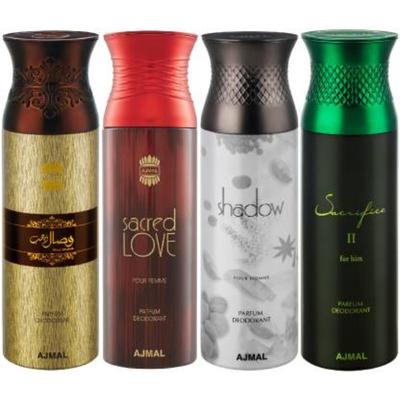 Ajmal Wisal Dhahab & Sacred Love & Shadow Homme & Sacrificeiihim Deodorant Spray- For Men (Pack Of 4) 200 ml - Men Perfumes (Edt/Edp)