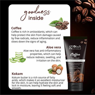 Globus Naturals Coffee Face Scrub Enriched with Aloe Vera & Kokam, 100gm each 2's - Scrubs & Exfoliants