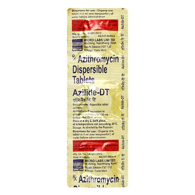 Azilide DT 100mg Tablet 3'S - Bacterial Infections-Mac