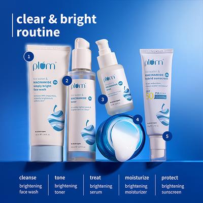 Plum Bright 2% Niacinamide Face Wash with Rice Water Brightens Skin, Helps Fade Blemishes 100 ml - Face Sunscreen