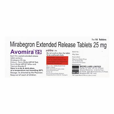 Avomira 25mg Tablet 10'S - Bladder And Prostate Disorders-Dru