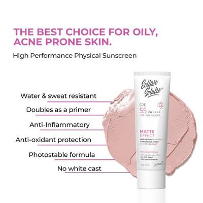 Eclipse Solaire Matte Effect Suncreen SPF 55 PA++++ UVA, UVB, IR & HEVL Cream 40 g - Face Sunscreen