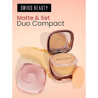 Swiss Beauty Matte & Set Duo Compact-Sand 10 gm - Compact Powder