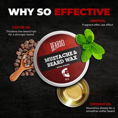 Beardo Mustache & Beard Wax - Extra Strong 50 gm - Beard Wax