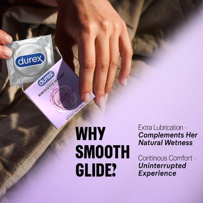 Durex Smooth Glide Condoms for Men 10's - Plain/Flavoured Condoms