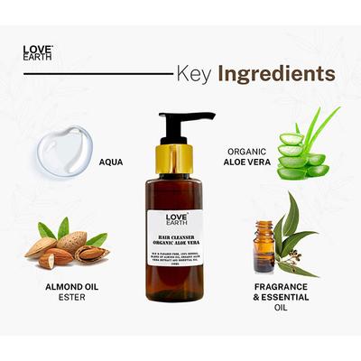 Love Earth Hair Cleanser Organic Aloe Vera with blend of Almond oil 100 ml - Curly Hair