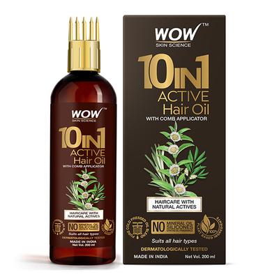 Wow Life Science 10-in-1 Active Miracle Hair Oil with Comb Applicator 200 ml - Hair Oils