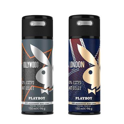 Playboy Hollywood + London Deo New Combo Set - Pack of 2 Mens 300 ml - Men Deodorants/Roll-Ons