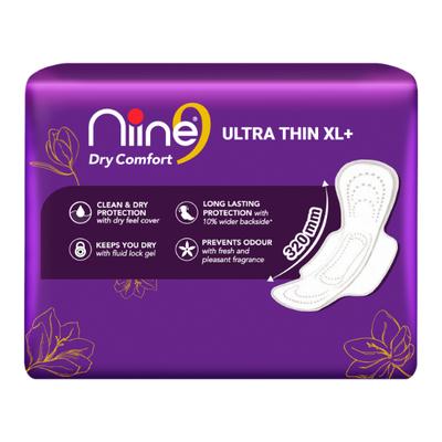 NIINE Ultra Thin Dry Comfort Sanitary Napkins XL+ (320mm) 50's - Sanitary Napkins